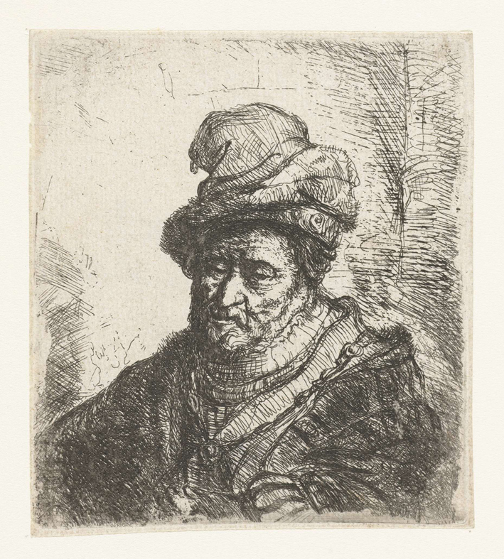  伦勃朗·梵·莱茵 Rembrandt van Rijn——戴帽子的男子素描6